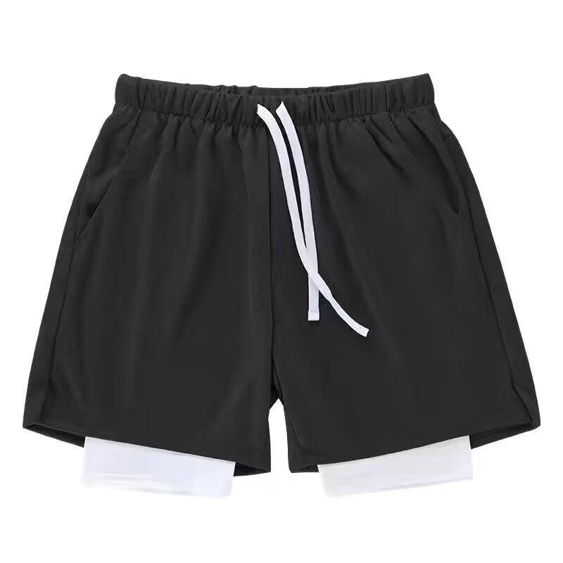 Men's Quick-Dry Breathable Two-in-One Fitness Shorts for Basketball & Running