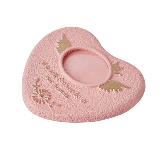 

Pet Memorial Stone Heart Paw Shape Dog or Cat Remembrance Stone with Photo Frame Pet Memorial Headstone for Indoor Outdoor Use Pet Loss Gift A розовый