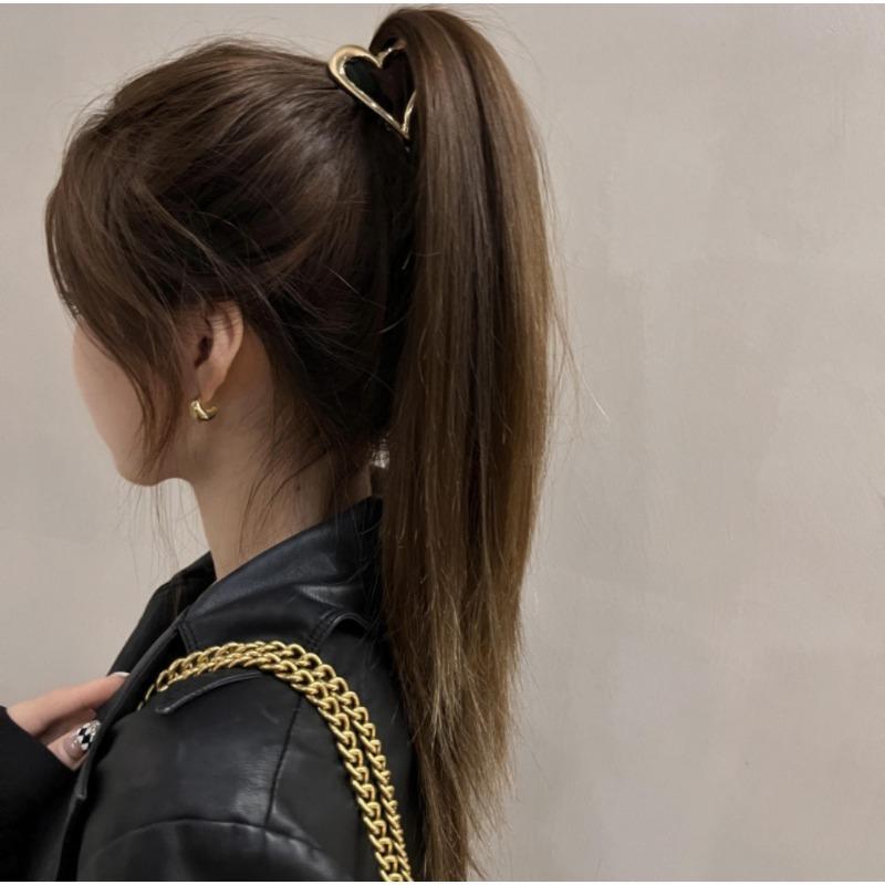 Haarklammern aus Metall, golden, silbrig, Herzform, mittlere Größe, Y2k-Haarstyling-Accessoires, Fangkrabbenklemme, Kopfbedeckung für Damen und Mädchen