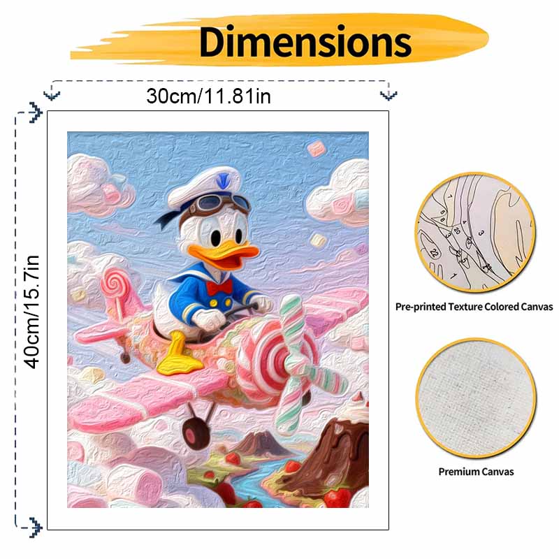Disney Donald Duck Candy Airplane Digital Oil Painting Art Kit Handmade Coloring Painting Home Decor