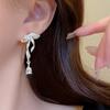 Elegant Zircon Bowknot Ribbon Earrings for Women - Chic, High-End Design