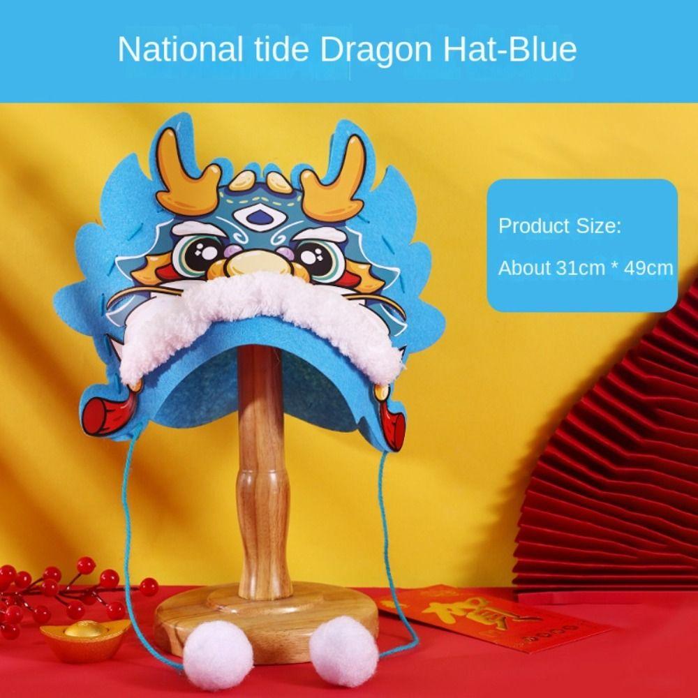 Hand Craft Chinese New Year Hat Chinese Style Non-woven Dragon Hat Fun Cartoon Dragon Hat  Kids