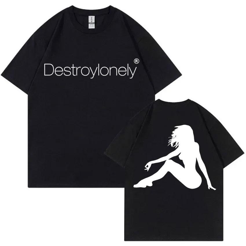 Rapper Destroy Lonely Alyx Baskılı Tişört Unisex Oversize Pamuklu Kısa Kollu Tişörtler Unisex Hip Hop Rap Tarzı Tişört Unisex Sokak Tişörtü