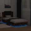 Bed Frame with Headboard and LED Lights Smoked Oak 90x190 Cm