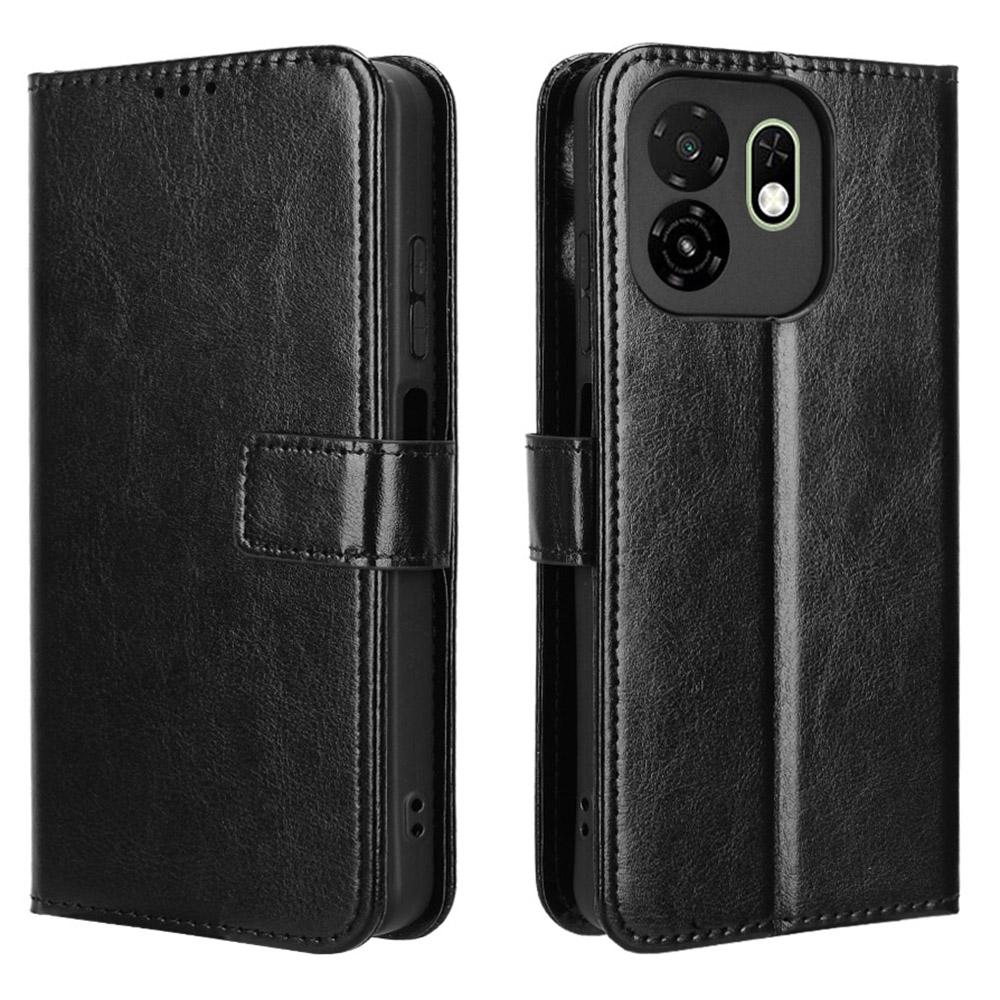 For itel A100C 4G PU Leather Case with Strap Crazy Horse Texture Phone Wallet Cover