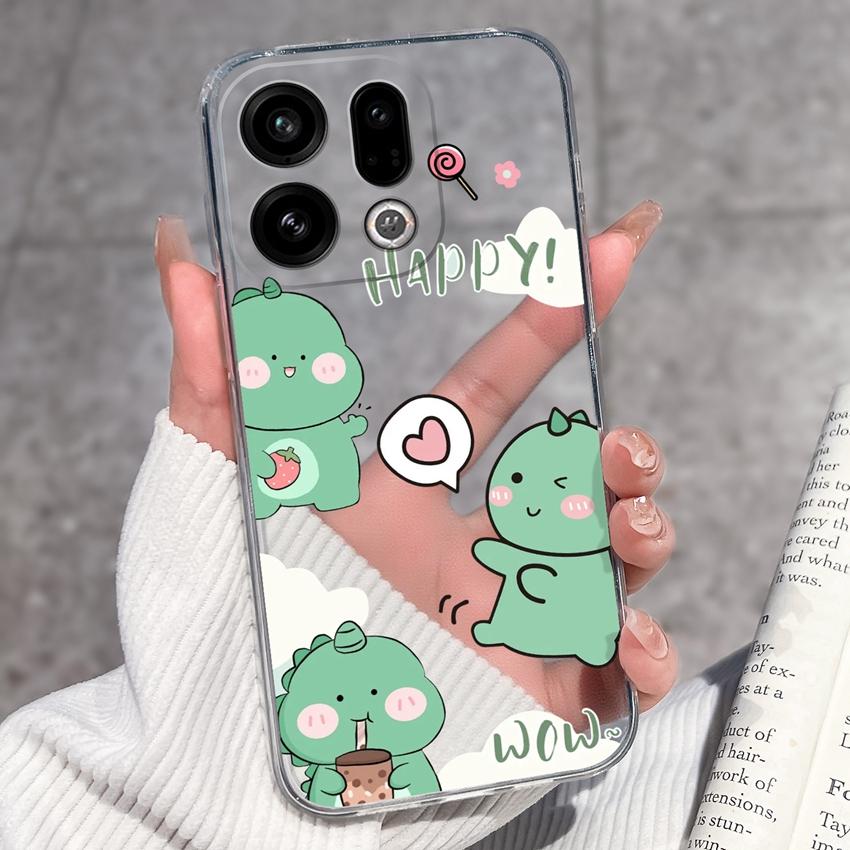Suitable For Oppo Find X9 X7 X5 Pro X3 X2 Reno11 12 Pro Phone Cover Cute Panda Rabbit Pattern Transparent TPU Dustproof Protective Case For Oppo Shell