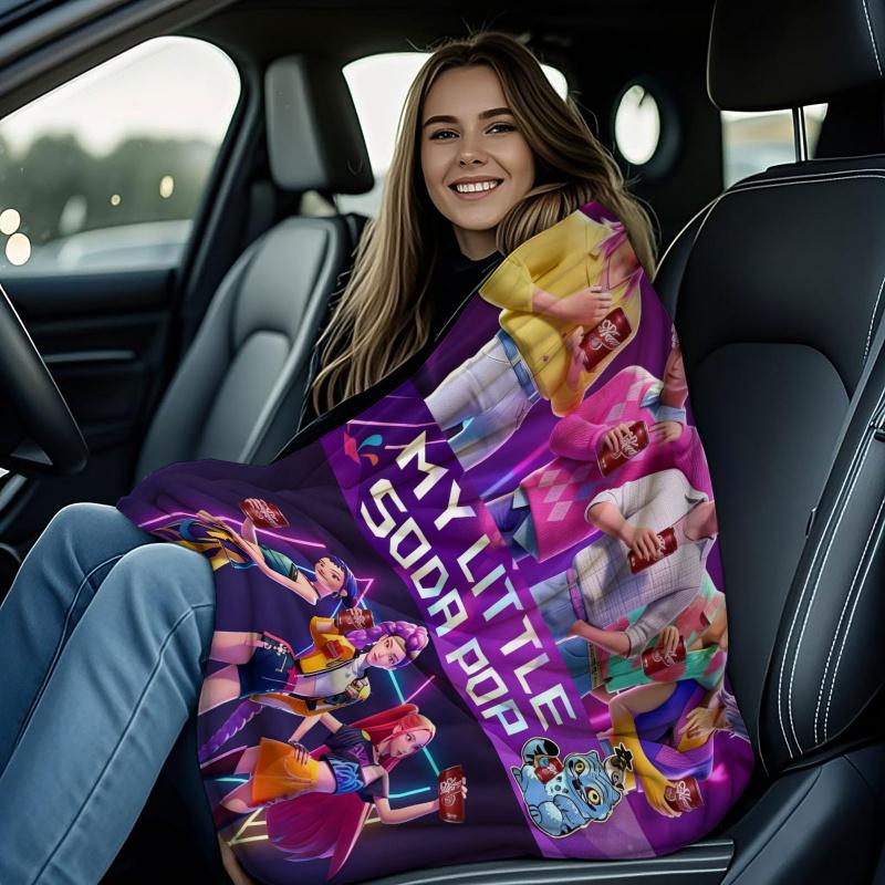 K-POP Huntrix & Saja Boys Flannel Blanket Soft Warm Throw for Sofa Bed Cover Office Nap Cape Travel Camping Anime Fans Kids Gift