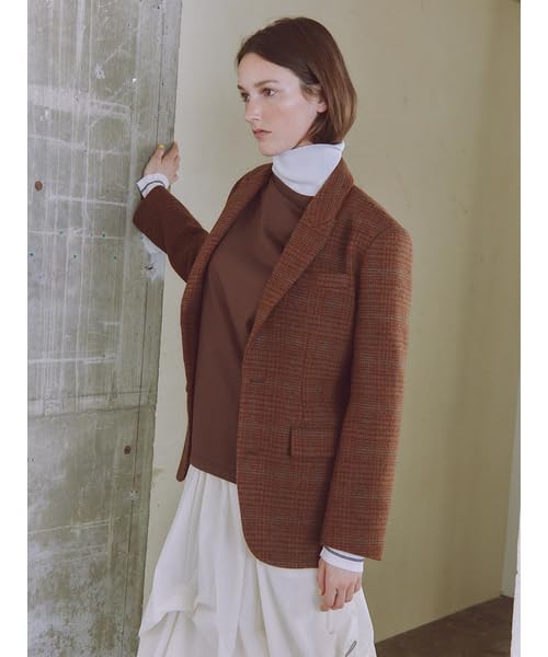 Emi Wool Check Size 0 Women's Jacket, 13WFJ254033, Brown,