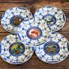 Waza No Kura Plate Stylish Kutani Ware Medium Plate Set with Period Japanese Made In Perfect As a Wedding Set 5-Piece Paintings. High-Quality