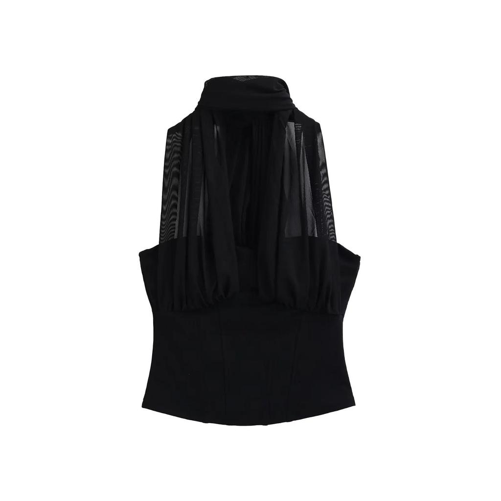Spring 2026 New Arrival: Sexy Mesh Halter Crop Top for Women