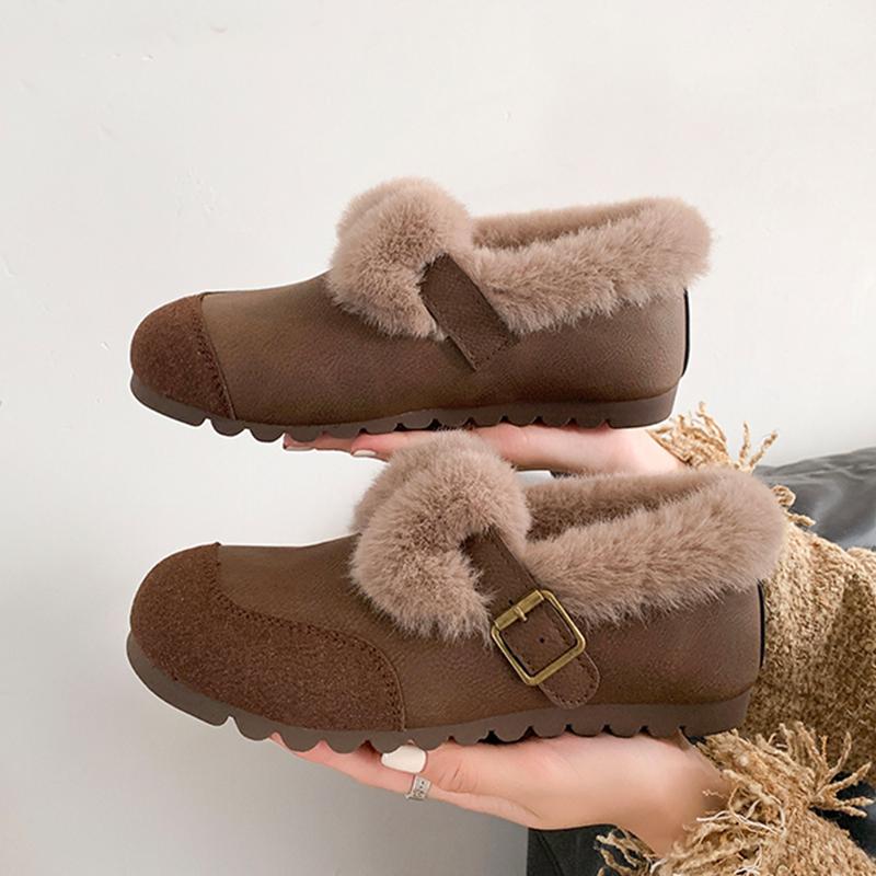 Fashion Casual Woman Shoe Slip-on  Loafers Fur Moccasin Winter Retro Slip On New Slip On Shoes for Women Casual Female Sneakers Loafers