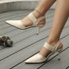Fashion 2024 Summer New Style Shallow Mouth Elastic Sleeves Stiletto Sandals Women's Casual Fashion Pointed Toe Bao Toe Sandals