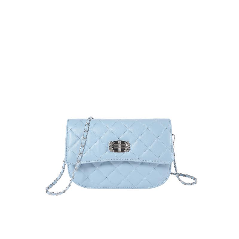 

Жіноча сумка-месенджер 2024 весна 2024 року, нова невелика квадратна сумка на ланцюжку з діамантами, текстурована сумка через плече синій