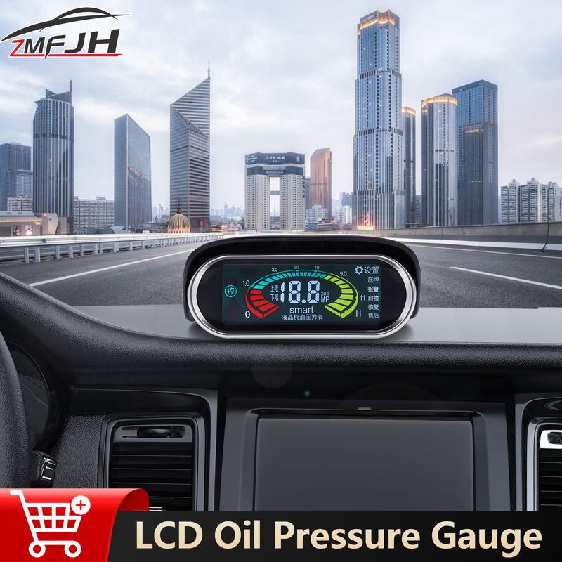Car Truck LCD Oil Pressure Gauge With 1/8 NPT Oil Press Sensor Digital Fuel Pressure Meter Indicator Auto Electronic Accessories