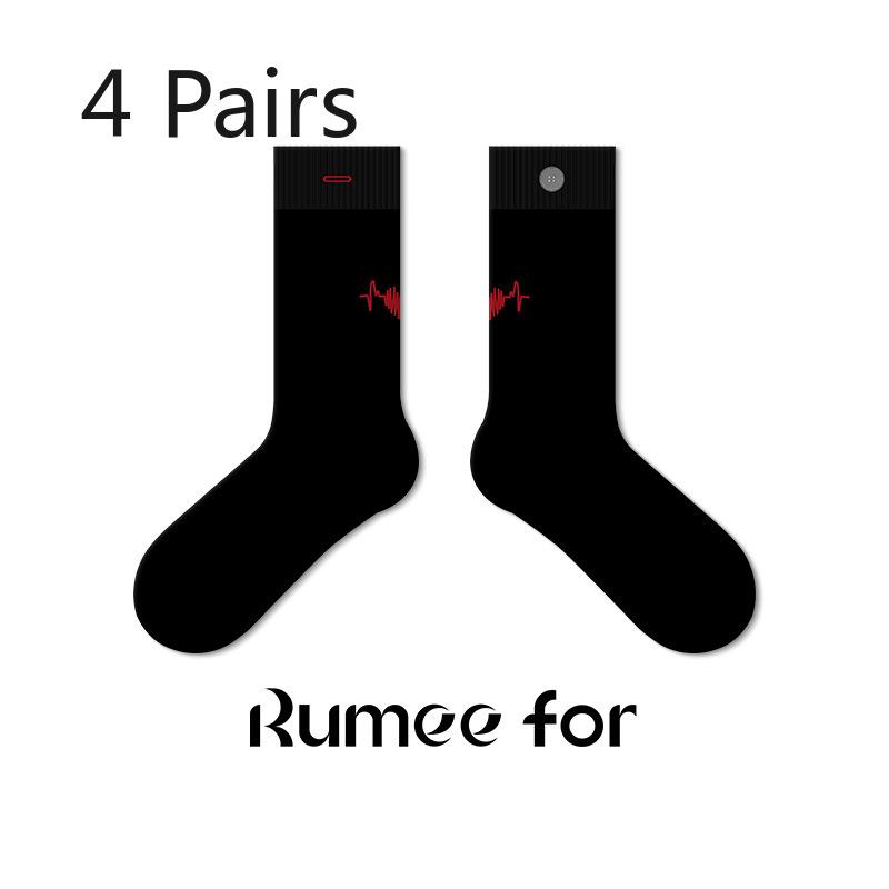 

4 пары женских модных носков-трубок с вышивкой и пуговицами для весны и лета в ассортименте 4 Pairs чёрный