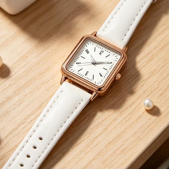 Quartz Watch for Women Luminous Hands Compact Wristwatch Elegant Arabic Numerals Watch Easy Night Reading Square Watch for Daily Wear Gift