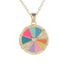 Gorgeous Oil Dropping Wheel Collar Chain for Women's Minimalist and Unique Zircon Colorful Geometric Round Necklace