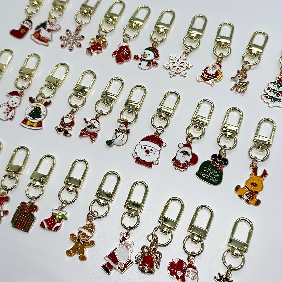 30pcs Christmas Series Keychain Cute Alloy Key Chain Ring Bag Backpack Charm Car Key Pendant Xmas Gift