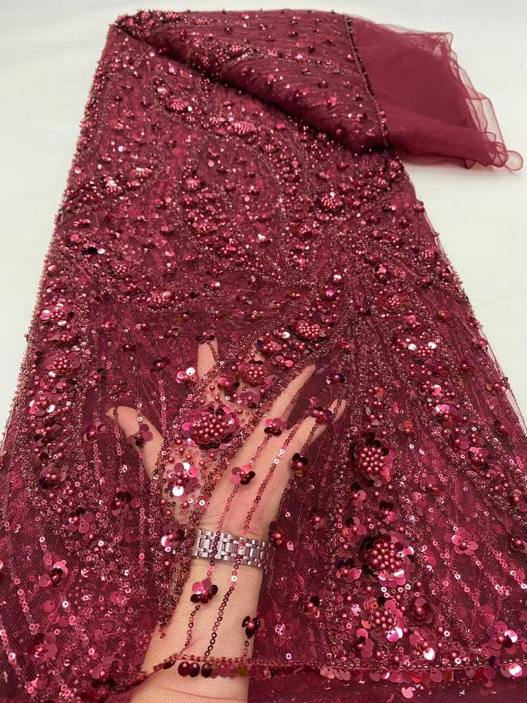 African Nigerian Groom Tulle Lace Fabric 2026 High Quality Sequins Embroidery Beaded Nigerian French Wedding Party Dress 5 Yards