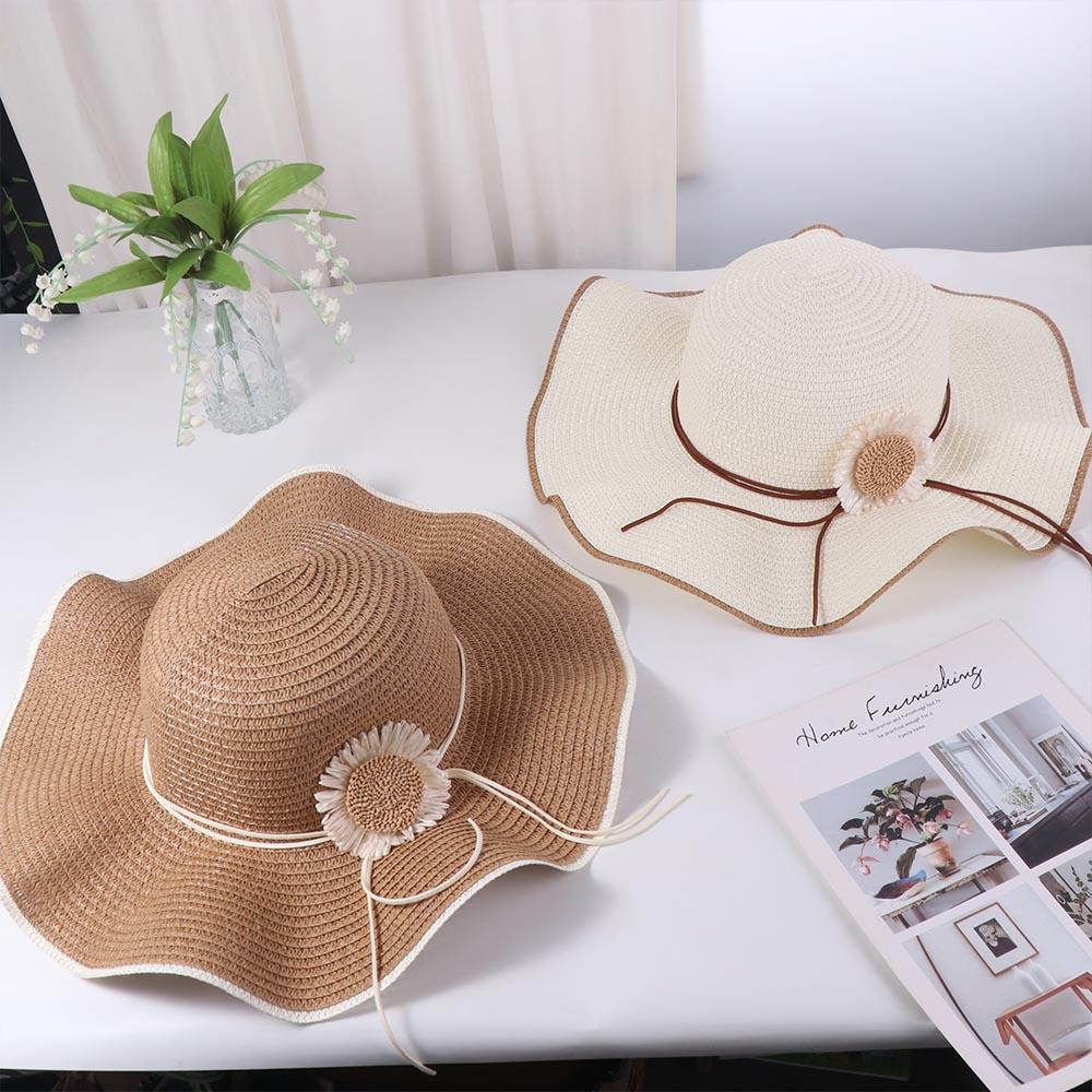 Spring Summer Bohemian Straw Hat Wide Brim Women's Sun Hat Ins Folding Straw Hats  Outdoor