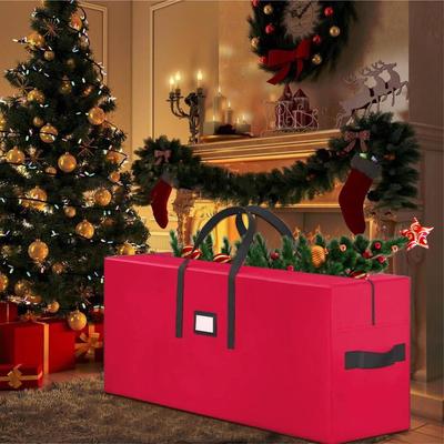 Large Christmas Tree Storage Bag Waterproof Tub Xmas Tree Decoration Wreath Storage Box Handles Organizer for Home