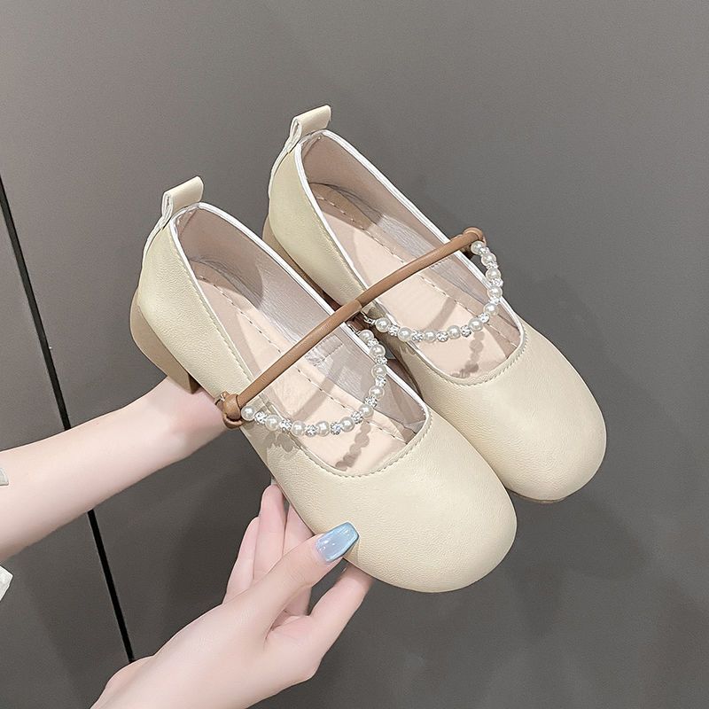Doudou Pearl Shallow Mouth Mary Jane Shoes Women's Summer and Autumn New Soft-soled Not Tired Feet Ladle Shoes Single Shoes