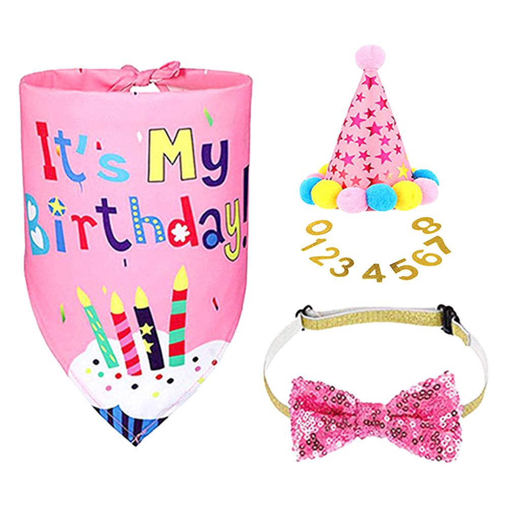 Товары для дня рождения собаки День рождения собаки Шляпа с цифрами Шляпа Бандана-галстук-бабочка для большой средней маленькой собаки Щенка розовый