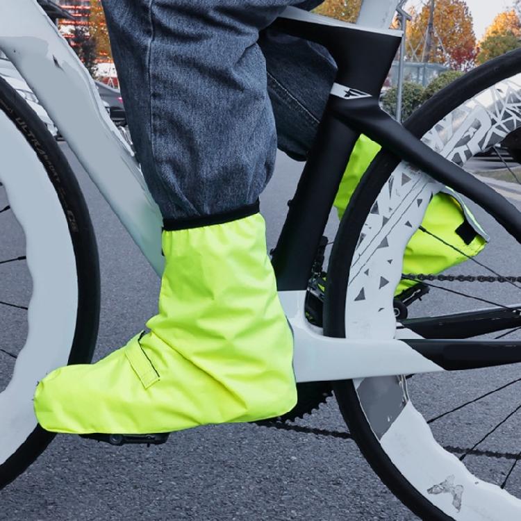 1 Pair Night Riding Safety Cycling Shoe Cover Waterproof Design Elastic Cuff Convenient On Off Reflective Night Safety