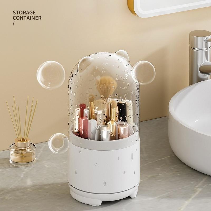 1pc ° Rotating Makeup Box, Detachable Box, Transparent Dust-proof Pen Holder, Eyeshadow Brush Holder, Lipstick Box, Desktop