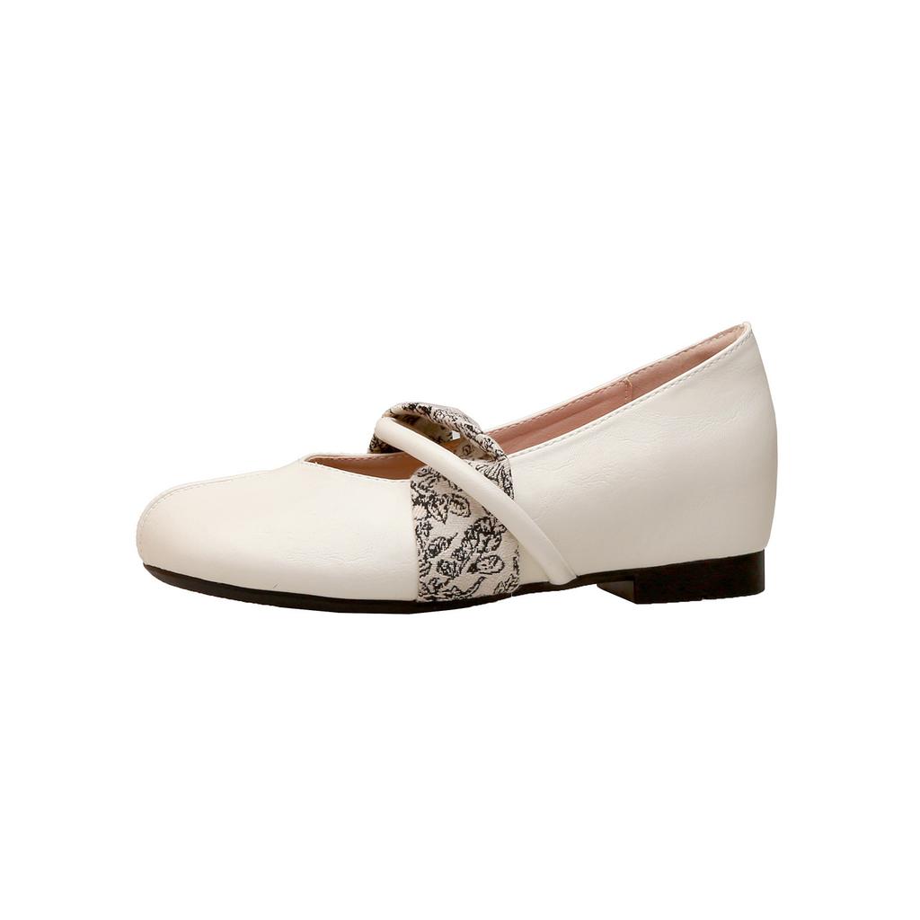 Ballet Single Shoes Women's New Versatile Small Fragrant Style Mary Jane Small Leather Shoes Invisible Height Increase Cm