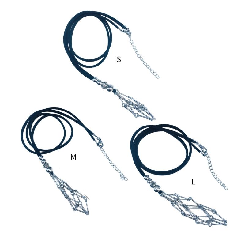 Empty Crystal Stone Holder Necklace Cord Adjustable Natural Crystal Cage Necklace Chain Mesh Pendant Necklace Gifts