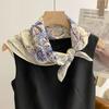 Flower Printed 70Cm Cotton Linen Feeling Headkerchief Women Neck Tie Scarf Female Hair Hand Wrist Foulard Shawl Hijab