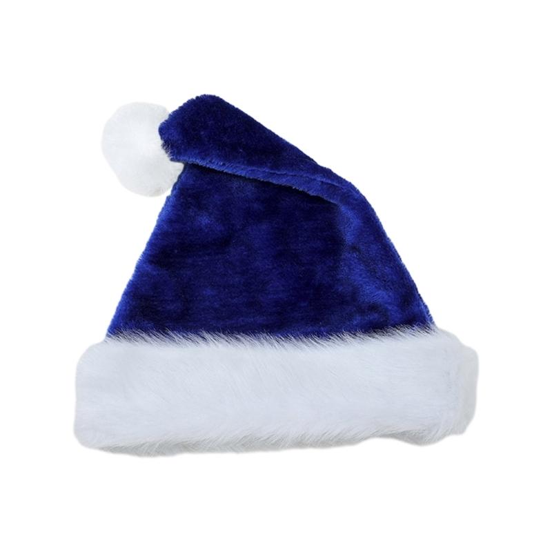 

Adult Santa Hat Thicken Plush for Holiday Comfort Liner Christmas New Year Symbol Cap with White Brim королевский синий