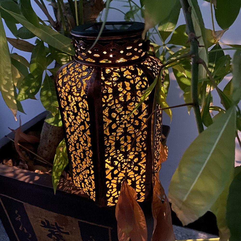 Retro Solar Hanging Lantern with Handle Atmosphere Lamp Garden  Landscape Led Solar Light  Outdoor