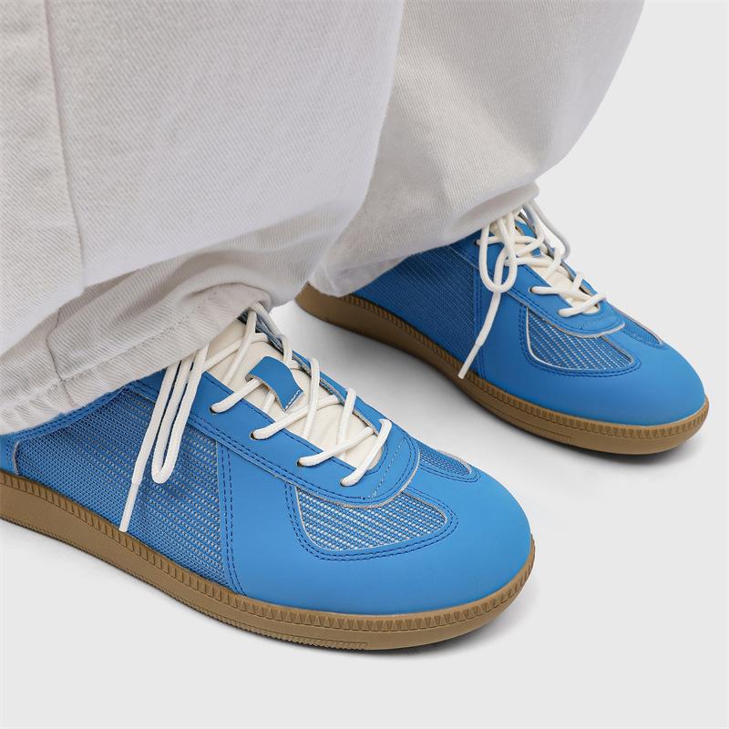 Blue Soft-soled German Training Shoes 2025 Spring New Versatile Retro Round Head Lace-up Casual Sports Forrest Gump Shoes