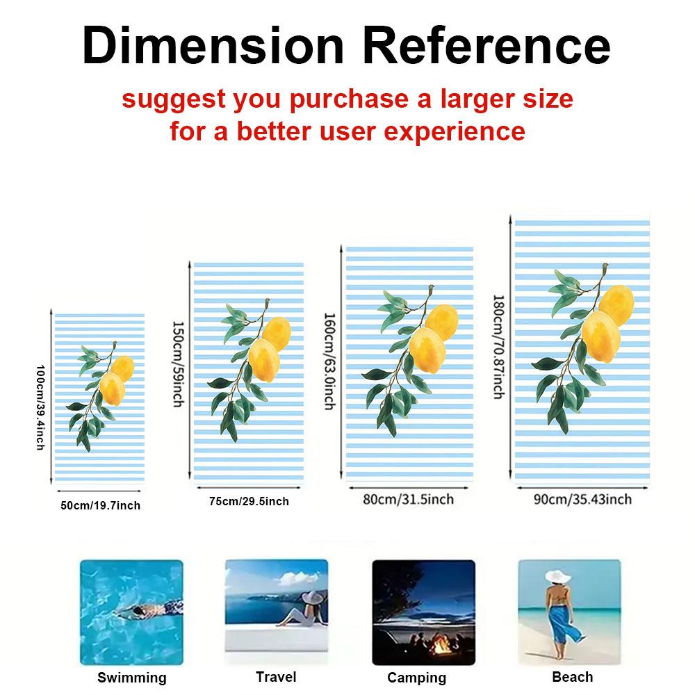 Lemon Branch with Blue Stripes Quick Drying Bath Towel Microfiber beach towel light weight swimming camping yoga beach out