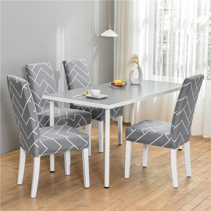 Printed Dinner Chair Cover Slipcovers Anti-Dirty Seat Cover Removable Spandex Chair Cover For Kitchen Banquet Wedding Restaurant