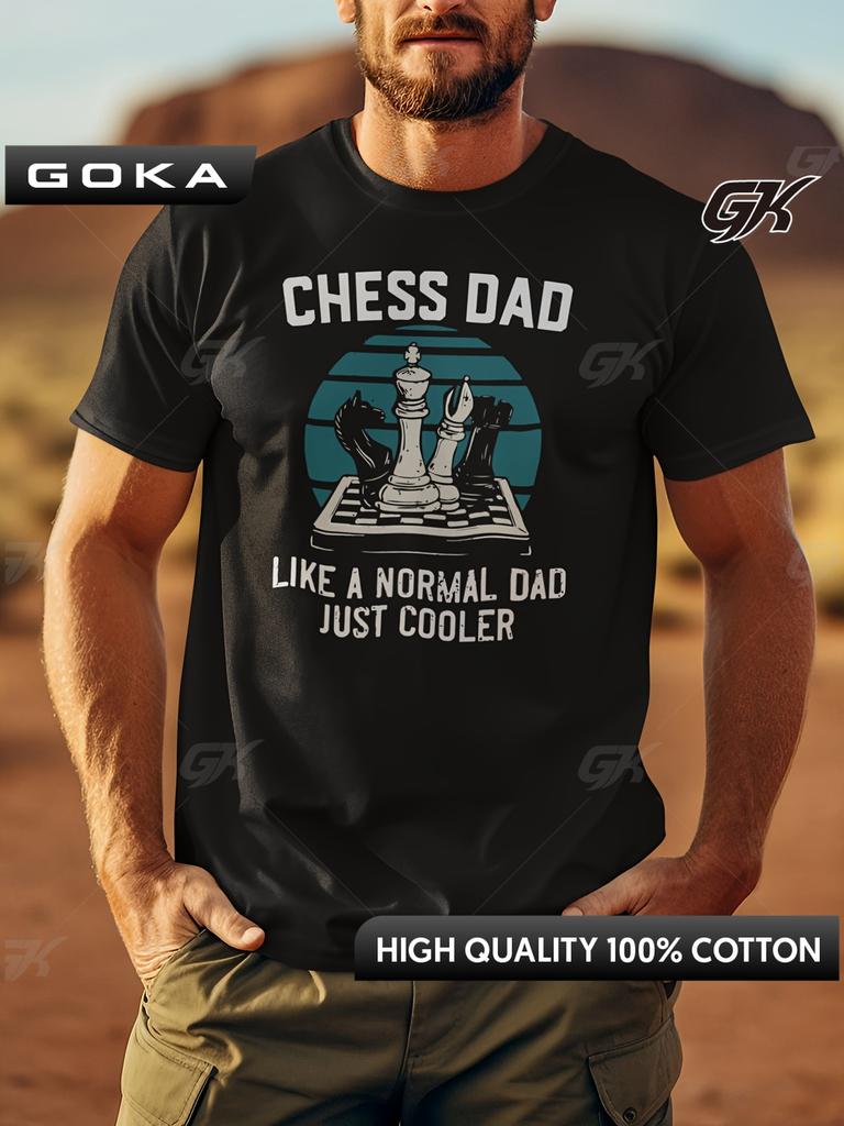 Cool Chess Dad TShirt Front Print Design for Men Short Sleeve Crew Neck Perfect Gift for Chess Players Ropa De Hombre