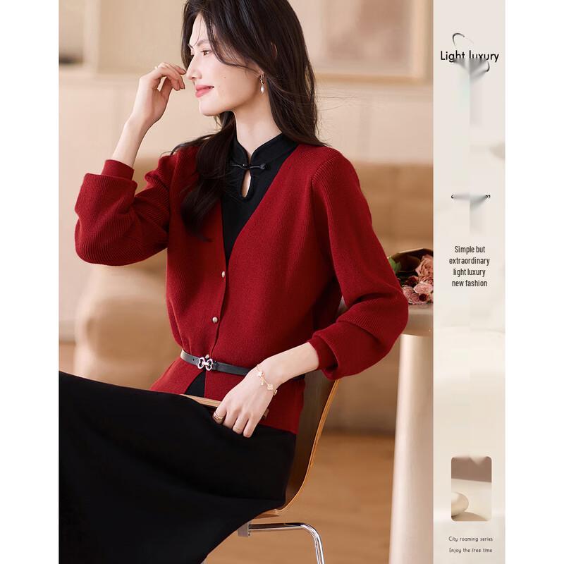 

Women s Elegant Long-Sleeve Top & Midi Skirt Set One Size