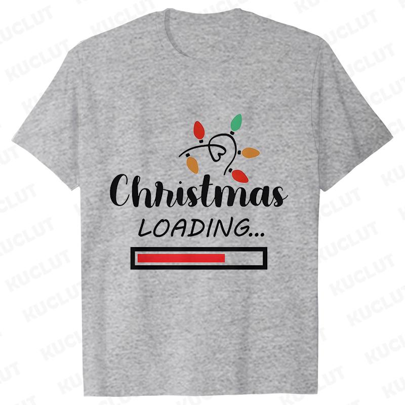 Christmas Loading Graphic TShirt Men Clothing Xmas Short Sleeve Tees Happy New Year Tshirt Trendy Merry Christmas Y2k Tops