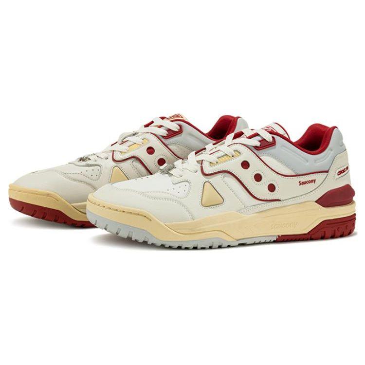 Saucony Cross 90 Leather Slip Resistant Durable Low Top Sneakers Unisex sneakers White Red S79035-17