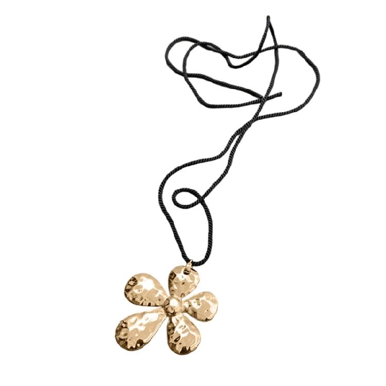 Стильное колье-подвеска «Цветок» Текстурированная цепочка с цветком Женское колье Цепочка для ключиц Свадебный аксессуар золотой