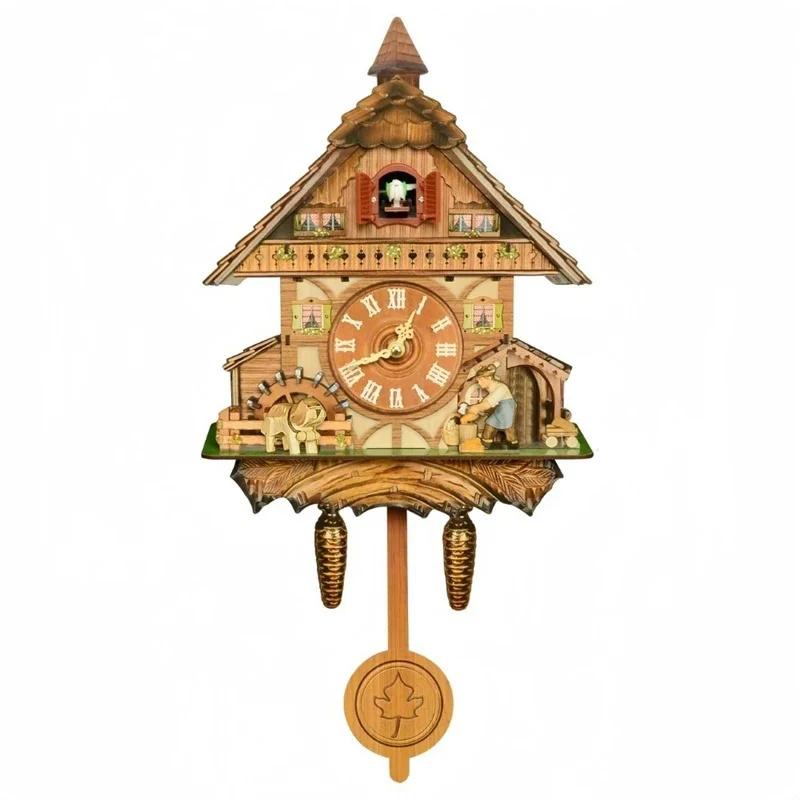 Cuckoo Wall Clock Wooden Retro Pop Out Bird Chime Hourly For Living Room Home Decor Cozy Vintage Centerpiece Gift For Family