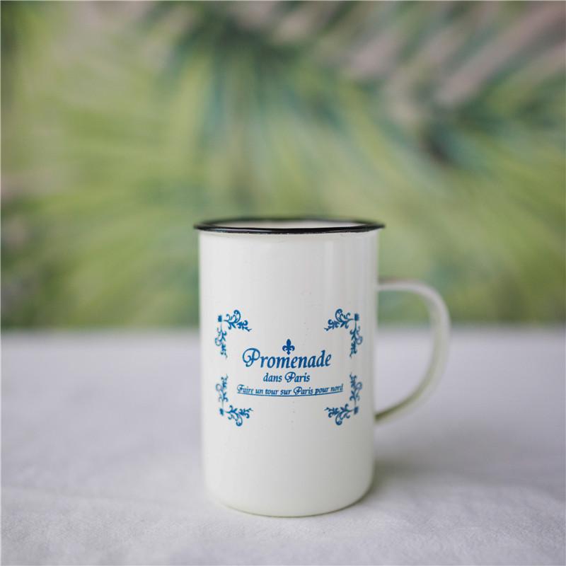 Outdoor Enamel Creative Coffee Tea Water Milk Cups Camping Mugs Enamel Mug with Handle Drinkware Vacation Hiking Mug Gifts