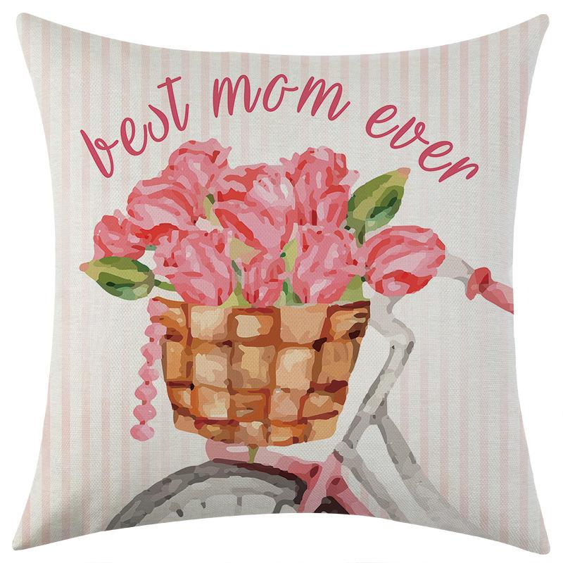 New Mother's Day Series Linen Pillowcase Car Sofa Lumbar Pillow Cushion