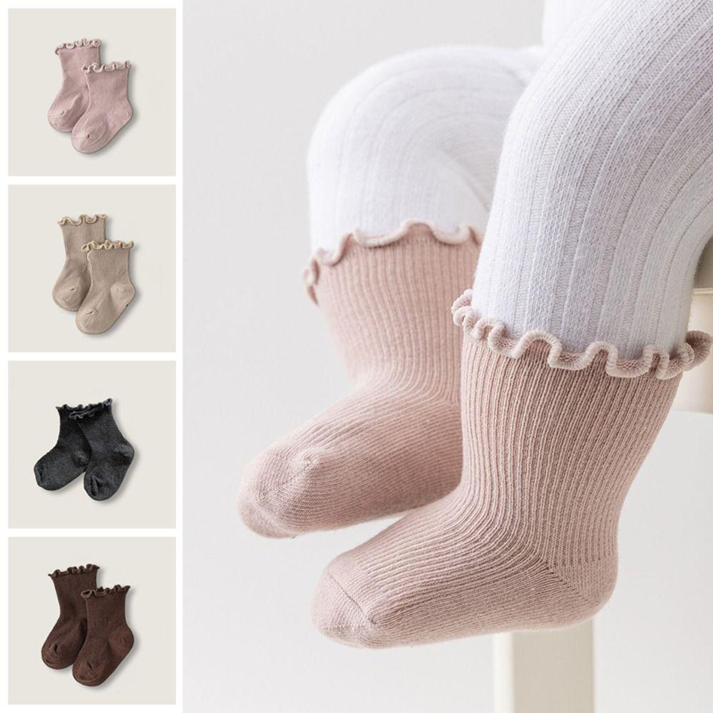 6Pairs Ruffle Baby Cotton Socks Breathable Toddle Sweet Socks Kids Short Tube Socks  Newborn