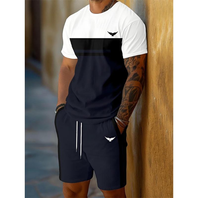 

2025 Новый мужской комплект с принтом 3D-медведя из мультфильма, летняя повседневная мужская футболка с короткими рукавами, модные уличные пляжные шорты 3XL