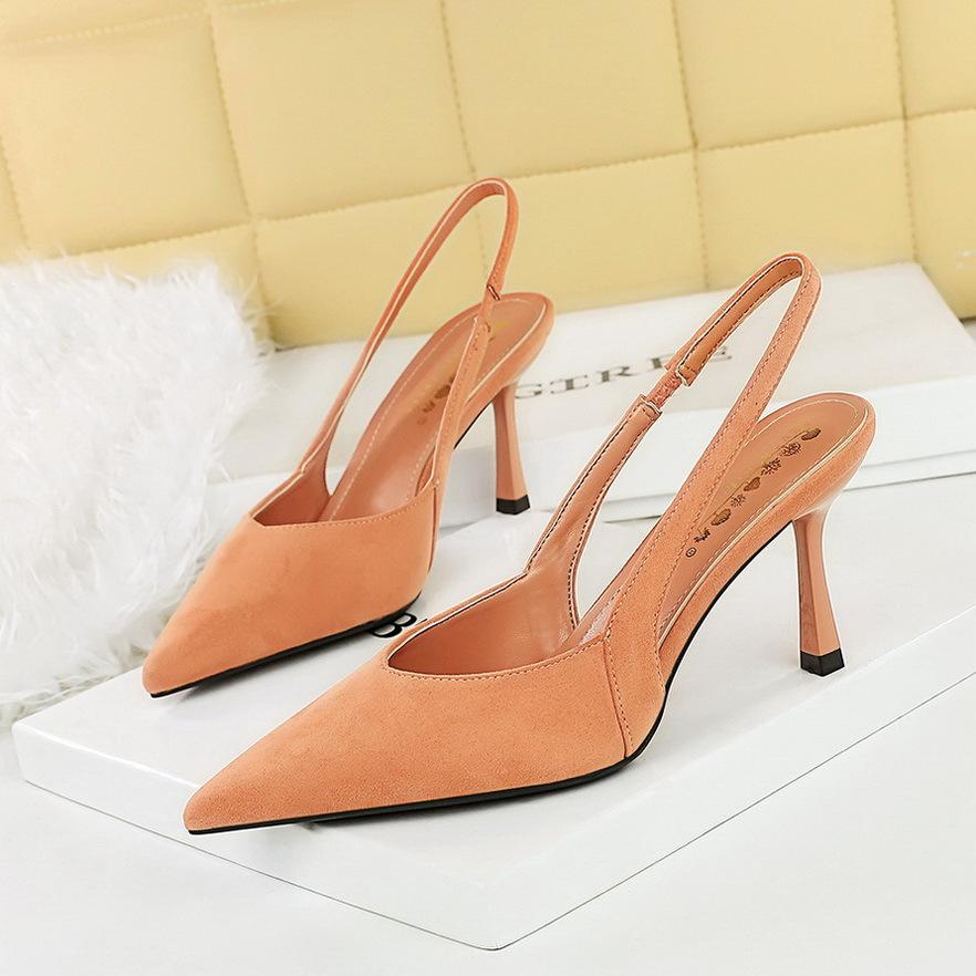 

Банкетная мода открытая спина туфли на высоком каблуке женские туфли тонкий каблук острый носок полые одинарные туфли женские с мелким вырезом удобные темпераментные женские туфли 34