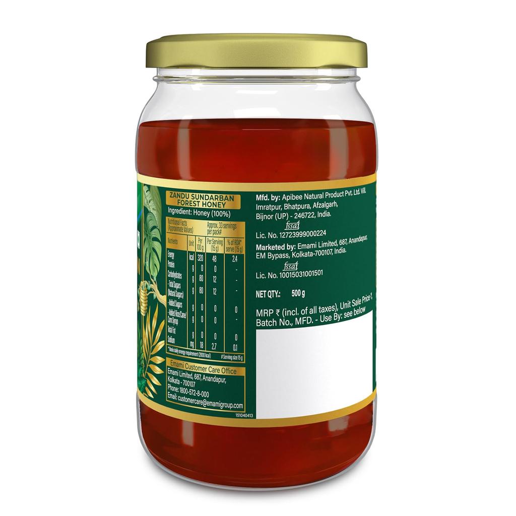 Zandu Sundarban Forest Honey 500 G Pure Mangrove Honey Signature Floral Taste Natural Sweetener No Sugar Adulteration