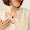 European Retro Black Shell Pendant Necklace, 18K Gold-Plated Titanium Steel Clavicle Chain (P528)